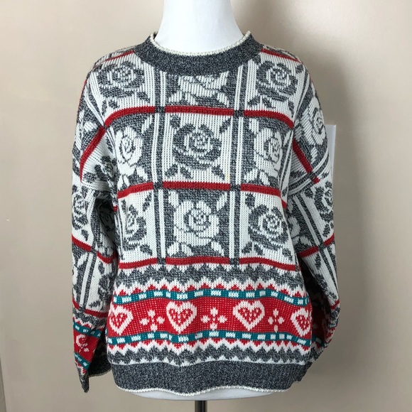 Sweaters - VTG Hot Cashews Floral Sweater Size Lg